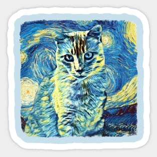 Furry Cat Van Gogh Style Sticker